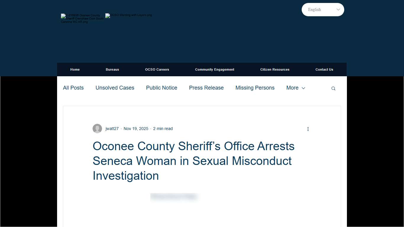 Oconee County Sheriff’s Office Arrests Seneca Woman in Sexual Misconduct Investigation